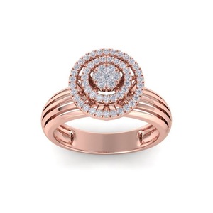 Anillo de Diamantes Naturales con Corte Brillante Redondo para Mujer, Oro Rosa de 14K, Estilo Romántico, Regalo de Compromiso y Aniversario para Ella - Product Image 1