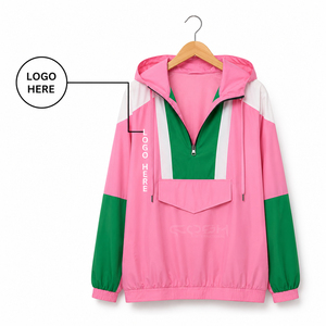 เสื้อคลุมคาร์ดิแกนมีฮู้ดซิปสีชมพูเขียวแบบ Color Blocking ของ Cosh International Sorority Sisterhood สำหรับผู้หญิง สวมใส่สบาย แขนยาว แห้งเร็ว - Product Image 1