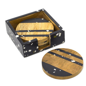 Standard Design Lead-Free 4 Inch Round <b>Epoxy</b> Wood Resin Coasters Set Fancy Ocean Effect Decorative Customized Color <b>Table</b> - Product Image 2