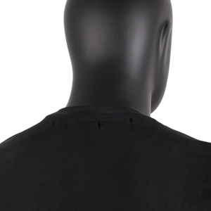 Camiseta de hombre casual de algodón 100% con efecto desgastado, cuello redondo, estilo vintage, lavado, streetwear, bajo sin rematar, negra, OEM - Product Image 5