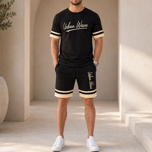 Conjunto Deportivo Unisex Personalizado, Estilo Urbano, Verano, Verde Oliva, Algodón Estampado, Transpirable, Ligero, Cuello Redondo, Camiseta de Manga Corta - Product Image 3
