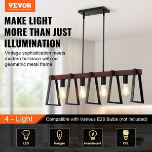Luci a sospensione a 4 luci regolabili 60W per cucina E26 lampadario e lampada a sospensione per sala da pranzo - Product Image 2