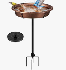 Bain d'oiseaux en cuivre avec pompe solaire, fontaine solaire autoportante pour extérieur, bol de bain d'oiseaux, fontaine solaire pour jardin, élément aquatique - Product Image 1