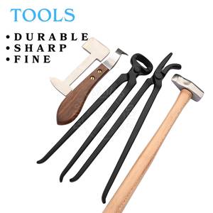 Kit d'outils de fermeur équin : Couteau à sabots noir, Pince à sabots, Outil de polissage, Pince à crochets, Marteau de fermeur antidérapant en acier inoxydable - Product Image 5