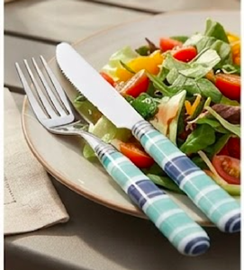 Ensemble de couverts modernes avec poignées à motifs écossais, compatibles lave-vaisselle, en acier inoxydable, pour la table à manger - Product Image 4