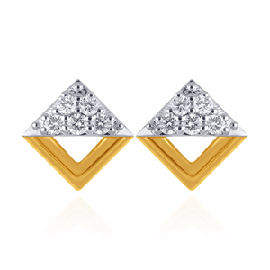 Boucles d'oreilles clous en or 18 carats au design triangulaire moderne avec diamants de laboratoire, bijoux géométriques élégants, boucles d'oreilles minimalistes pour femmes - Product Image 1
