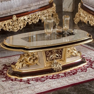 Ensemble de canapés sectionnels de luxe en bois de mahogany massif, design français, pour salon de villa, meubles rembourrés sculptés à la main, fabriqués en Indonésie - Product Image 3