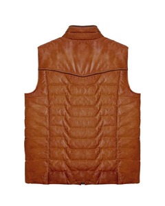 <b>Men's</b> <b>Black</b> Genuine Leather Casual Windproof Vest V-Neck Single Breasted Sleeveless <b>Waistcoat</b> Gold Buttons Solid Color Winter - Product Image 6