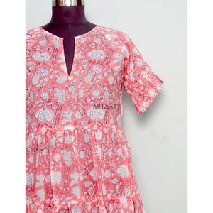 Vestidos Cortos Casuales de Algodón con Cordones para Mujer, Diseño Estampado a Mano, Corte en A, Bonitos Bolsillos, Estilo Sencillo para Uso Diario - Product Image 2