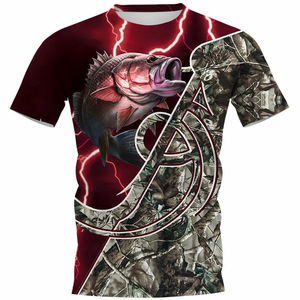 T-shirt de pêche personnalisé à manches courtes, marque privée, sublimation, respirant, séchage rapide, performance UV, polyester, grandes tailles, pêche au bar - Product Image 1