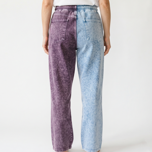 Best Quality Women’s Custom Acid Wash Split Color Two Tone <b>Oversized</b> <b>Sweatpants</b> Baggy Joggers Loose Fit Casual Track Pants - Product Image 6