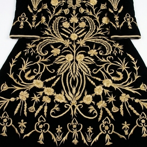 Robe Kaftan en Velours Brodé à la Main Orné de Lourdes Broderies Dorées, Robe de Cérémonie de Luxe Ornée, Style Vintage, Robe de Cour Ottoman, Manteau - Product Image 6