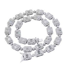 Collar de Moissanita de Alta Claridad con Corte Esmeralda, Colgante Hip Hop Bling, Joyería Unisex - Product Image 3