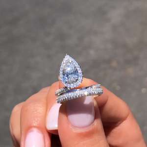 Anillo de Diamante Cultivado en Laboratorio de 1.50 Quilates, Corte Pera, Oro Blanco de 14K, Joyería Clásica de Compromiso y Boda, Original - Product Image 1