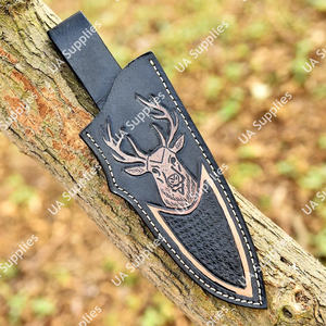 Funda de Cuero Premium Hecha a Mano con Diseño de Cara de León, Funda para Cuchillo de Cuero Vacuno Genuino Negro con Diseño Animal Grabado, Presilla Vertical para Cinturón, OEM - Product Image 6