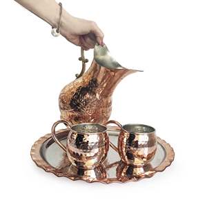 Plateau de présentation classique en cuivre martelé à la main, écologique, 34 cm (13,3 po), plateau à café pour cérémonies spéciales - Product Image 2