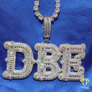 Collier pendentif de luxe DBE avec diamant de laboratoire, plaqué or 18 carats, chaîne hip-hop, bijou statement, cadeau pour femme - Product Image 1