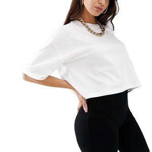 Haut court tendance pour femmes modernes, décontracté, en tricot, 100% coton, respirant, tissu doux, manches courtes - Product Image 4