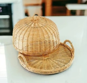 Eco-Friendly Ecowoodies Round Rattan <b>Cake</b> Stand Tray with Dome Cover 1-Piece Set and Creative Dome Lid for Wedding and Birthday - Product Image 6