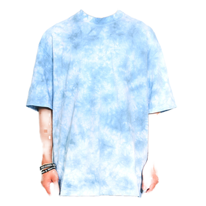 Camiseta de manga corta con cuello redondo y estampado tie-dye, tejida, de ajuste holgado, informal, para hombre, de longitud regular. - Product Image 3