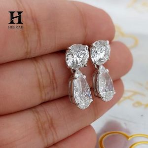 Luxury Two-Stone Drop <b>Earrings</b>, Round and Pear Cut Diamond <b>Dangle</b> <b>Earrings</b>, 14K <b>Gold</b> Fine Jewelry for Weddings and Bridal Wear - Product Image 2