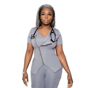 Uniformes Médicos Premium con Cierre para Mujer, Personalizables, para Enfermeras de Hospital, Top con Cierre, Pantalones Jogger, Ropa de Trabajo para Doctores y Enfermeras - Product Image 6