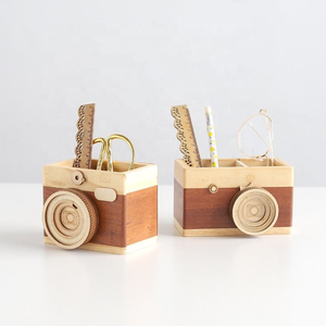 Vintage <b>Camera</b> Desk Wooden Pencil <b>Pen</b> Holder Organizer Accessories for Office Home Decoration - Product Image 3