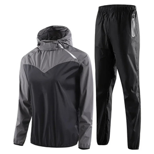 Ensemble de survêtement d'hiver personnalisé pour homme, coupe-vent, poids moyen, respirant, pour le sport et la course, avec veste zippée et pantalon de survêtement uni - Product Image 3