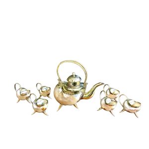 Oriental Brass Seashell <b>Tea</b> <b>Pot</b> Decorative Metal <b>Tea</b> <b>Set</b> for <b>Tea</b> Drinking Luxury Authentic Mother of Pearl seashell <b>tea</b> <b>pot</b> - Product Image 4