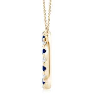 14K 18K <b>Solid</b> <b>Gold</b> Luxury Shiny <b>Pendant</b> Necklace IGI Certified Natural Blue Sapphire With Diamond Open Circle Eternity <b>Pendant</b> - Product Image 2