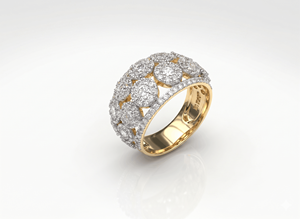 Anillo de Diamantes Redondos para Mujer, Diamantes Naturales y Cultivados en Laboratorio - Product Image 2
