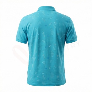 Men's <b>Turquoise</b> Short Sleeve Polo <b>Shirt</b> With Dot Pattern Knitted 100% Polyester Breathable Casual Regular Fit - Product Image 2