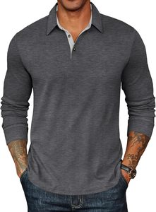 Camiseta Deportiva de Manga Larga para Hombre, Tejido Transpirable de Spandex/Algodón, Ajuste Atlético Cómodo, Ropa de Entrenamiento de Golf - Product Image 1