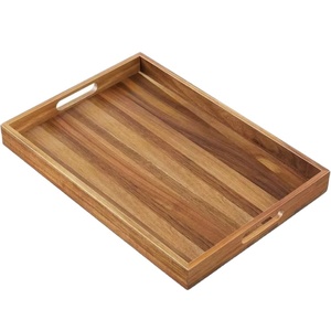 Wholesale Price Rectangular Wooden Serving <b>Tray</b> with Handles <b>Large</b> Sturdy Kitchen Dining Breakfast Decor - Product Image 1