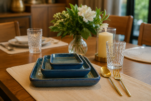 Designer Square <b>Ceramic</b> Dinner Set Premium Stoneware Square Dinnerware Elegant Dining <b>Plate</b> Set for Home & Hotel Use - Product Image 2