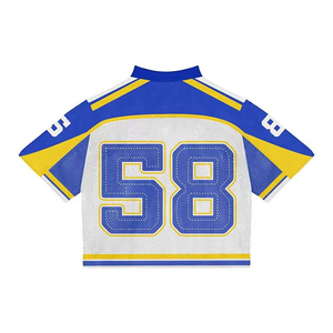 Custom Women Cropped Football Jersey Sports <b>Mesh</b> <b>Crop</b> <b>Top</b> Varsity Athletic Streetwear OEM Wholesale - Product Image 2