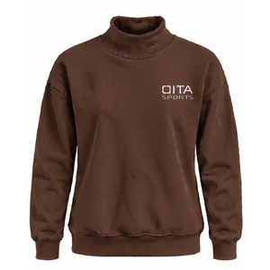 Sweat-shirt à col roulé marron chocolat pour femme, manches longues, coupe ample, pull en polaire à col haut, décontracté, streetwear d'hiver, mode - Product Image 1
