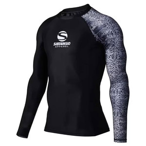 Custom Logo High Quality Wholesale Breathable Washed Fitness <b>Swim</b> Shirts Printed <b>Long</b> <b>Sleeve</b> MMA Men Rash Guard - Product Image 5