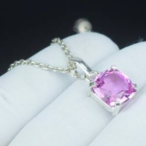 จี้คุนไซต์สีชมพูทรงคุชชั่นสวยงาม เงินแท้ 925 สไตล์วินเทจ โบโฮ งานแฮนด์เมด สร้อยคอเครื่องประดับ - Product Image 5