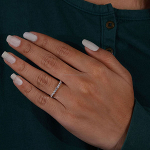 IGI Certified Lab Grown Diamond Eternity Wedding Band <b>Dainty</b> Minimalist Half Eternity Bridal <b>Ring</b> Simple Anniversary <b>Ring</b> - Product Image 4