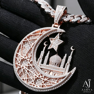 Collier pendentif en moissanite couleur or, forme boule, style hip-hop, bijou fantaisie, accessoire unisexe - Product Image 4