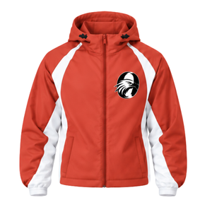 Red White Hooded Tracksuit Set Full Zip <b>Jacket</b> Matching <b>Straight</b> Pants Custom Team Training Athletic Sportswear Two Piece Outfit - Product Image 3