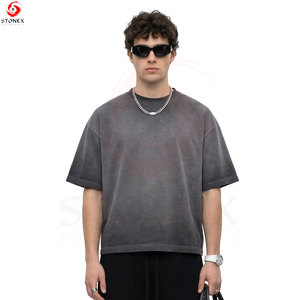 Wholesale Men's Oversized <b>Boxy</b> <b>T</b>-<b>Shirts</b> 100% Cotton Knitted Eco-Friendly Breathable Short Sleeve Crew Neck Streetwear - Product Image 3