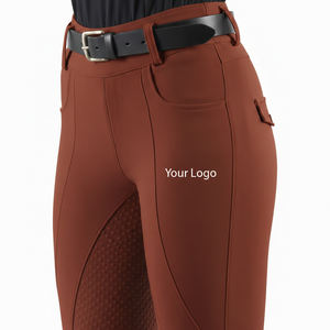 Leggings de equitación de silicona antideslizantes personalizados de cintura alta para mujer, mallas flexibles de entrenamiento ecuestre - Product Image 1