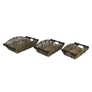 Set of 3 Seagrass <b>Baskets</b> with Domed Woven Rims Handmade <b>Storage</b> <b>Basket</b> Wholesale eco-friendly Made in Vietnam - Product Image 4