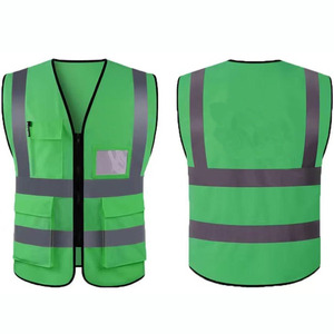 Gilet de sécurité réfléchissant en polyester fluorescent à multiples poches avec fermeture éclair, gilet de sécurité réfléchissant en maille, vêtements de travail de construction - Product Image 5