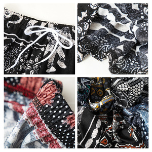 Bohemian Printed Harem Pants With Elephant <b>Pattern</b> Drawstring Closure Loose Fit Mid Waist Cotton <b>Knitted</b> Women's Shorts - Product Image 5