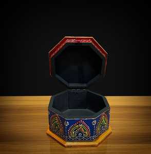 Handcrafted Wooden Hexagon Storage <b>Box</b> with Lid | Hand Painted Decorative <b>Keepsake</b> <b>Box</b> for Home Decor - Product Image 1