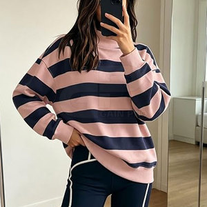 Sweat-shirt à col montant pour femme moderne, pull oversize en coton à manches longues, décontracté, pour la gym, le fitness, le sport, le streetwear, vêtements de mode - Product Image 2
