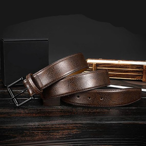 Ceinture en cuir pleine fleur marron de haute qualité, en cuir de vachette, avec logo personnalisé, confortable et durable, vente en gros - Product Image 4